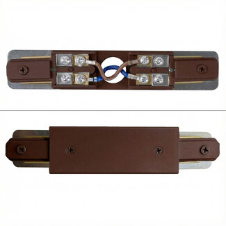 Double-sided connection block for centre connection, single-phase rail - brown