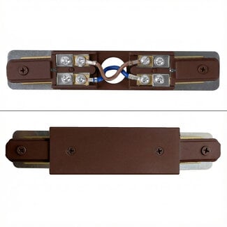 Double-sided connection block for centre feed, 1-phase track, brown