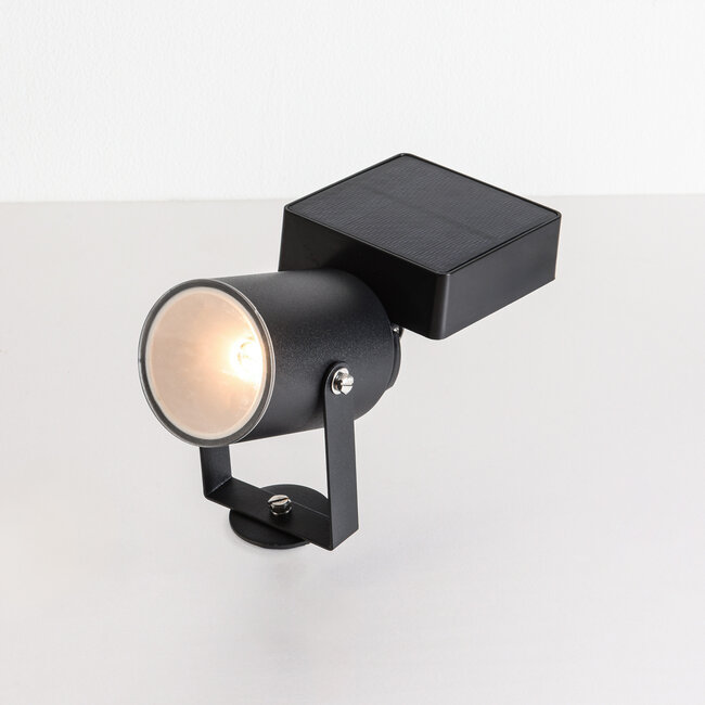 Solar garden spotlight Rivo with ground spike - black