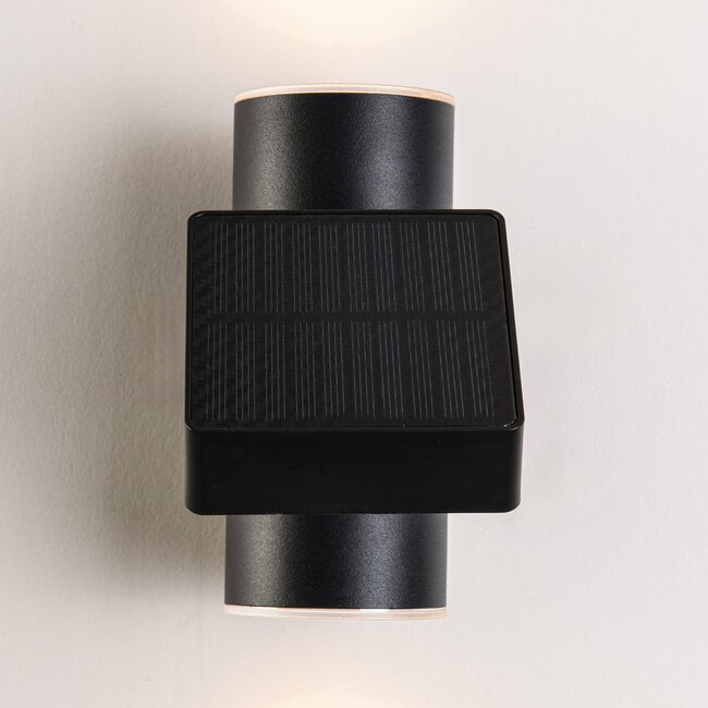 Solar wall light Atri – black with up and down light