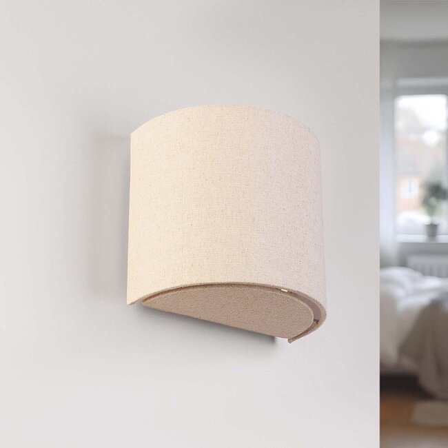 Tova Wall Light with off-white linen shade