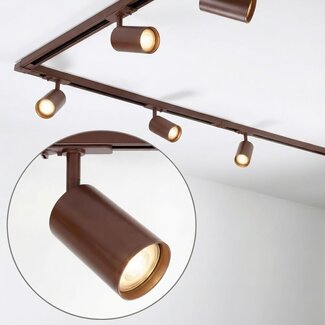 Modern 3-metre single-phase Track lighting system with Jill spotlights - brown