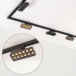 Black 3-metre single-phase track lighting system with Varo spotlights 4000K