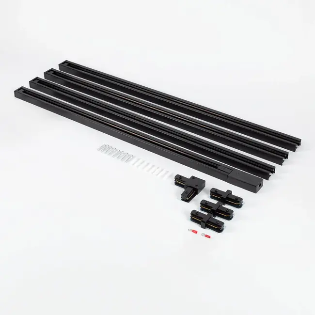 Black 3-metre single-phase track lighting system with Varo spotlights 4000K