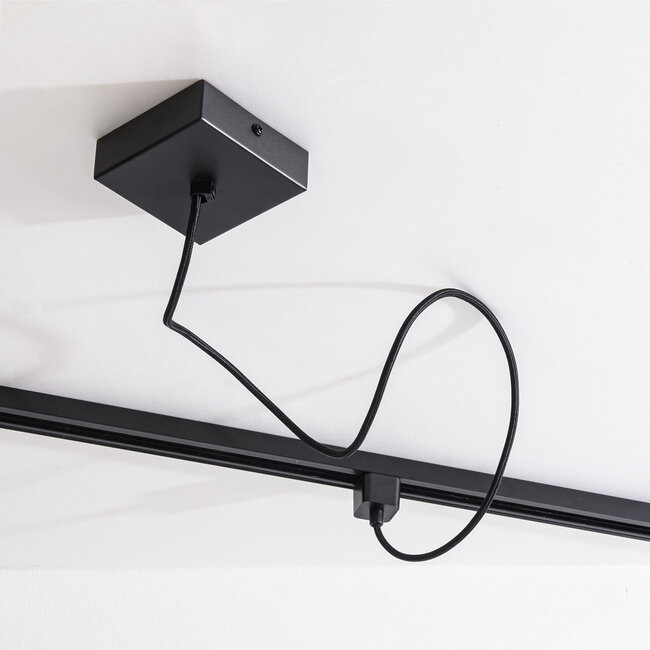 Power supply for single-phase track lighting system with ceiling cap – black (round or square)