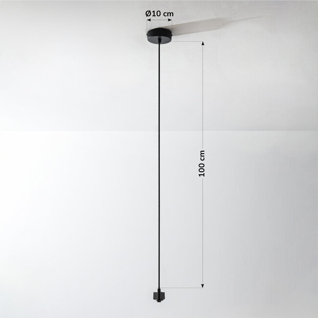 Power supply for single-phase track lighting system with ceiling cap – black (round or square)