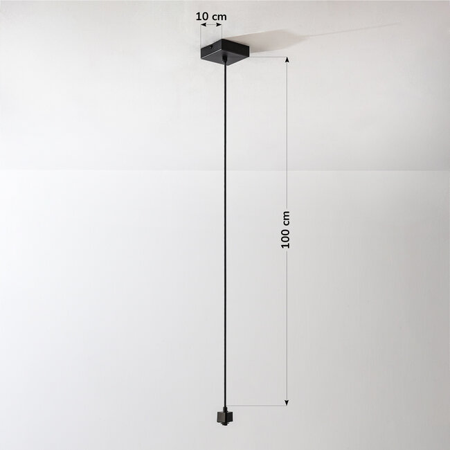 Power feed with ceiling plate for 1-phase track, black (round or square)