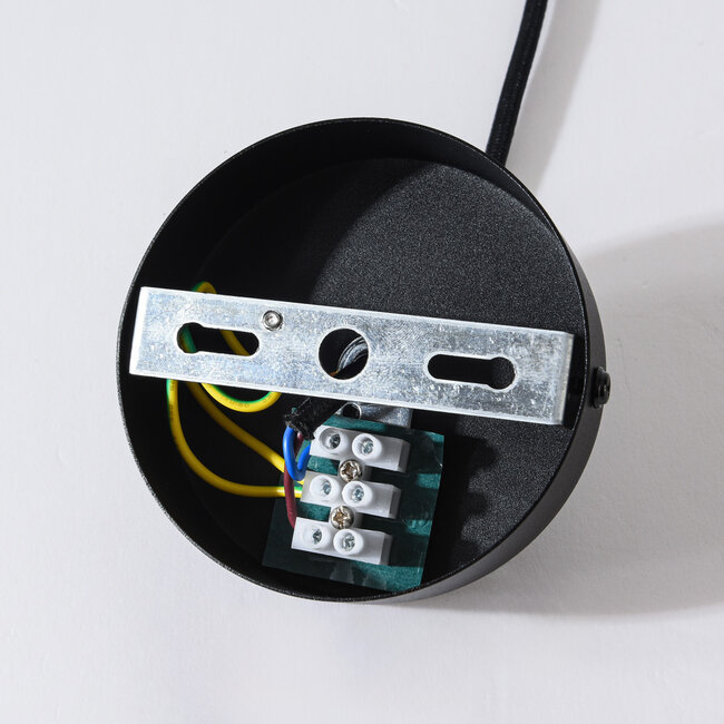 Power feed with ceiling plate for 1-phase track, black (round or square)