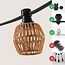 Festoon lighting cable shade in light rattan look
