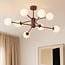 8-light ceiling light Idaho - brown with opal white glass
