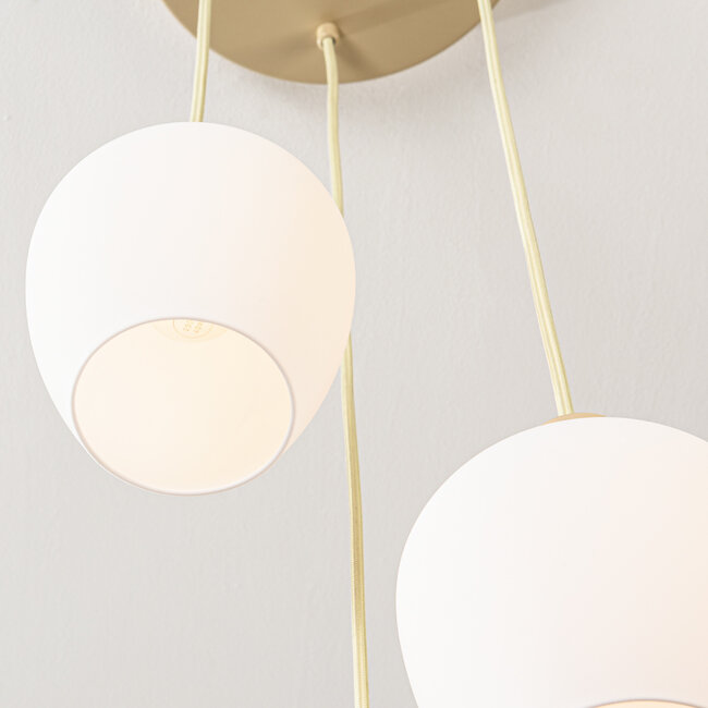 Modern Stockton pendant lamp - beige with opal white glass, 3-light