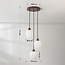 Modern pendant lamp Stockton - brown with opal white glass, 3-light