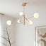 6-light ceiling light Sest - beige with opal white glass