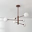 6-light ceiling light Sest - brown with opal white glass