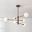 6-light ceiling light Sest - brown with opal white glass
