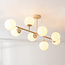 Osem beige ceiling lamp with opal white glass globes - 8-light