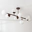 8-light ceiling light Osem - brown with opal white glass
