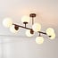 8-light ceiling light Osem - brown with opal white glass