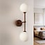 2-light wall light Runda - brown with opal white glass