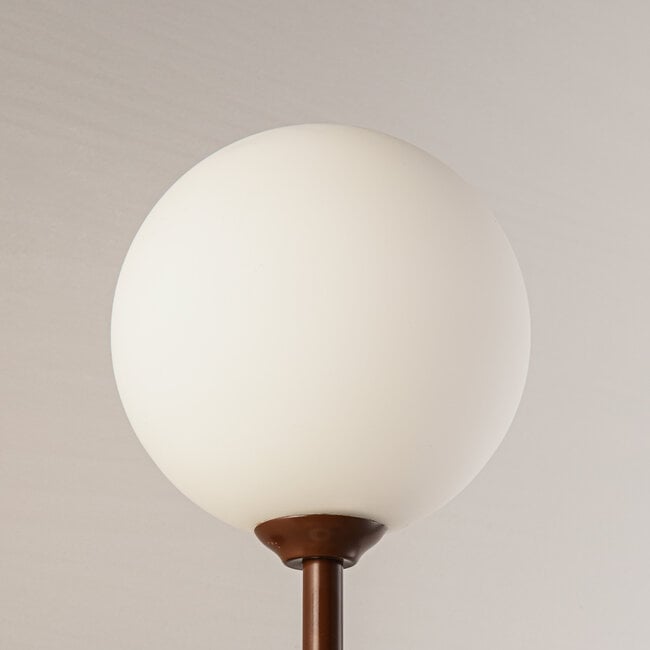 2-light wall light Runda - brown with opal white glass