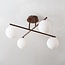 Modern swivel ceiling lamp Nymo brown with opal white glass, 4-light