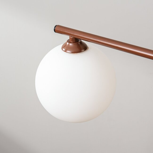 Modern swivel ceiling lamp Nymo brown with opal white glass, 4-light
