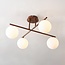 Modern swivel ceiling lamp Nymo brown with opal white glass, 4-light