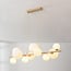 Designer pendant light Deka beige with opal white glass, 10-light