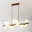 10-light pendant light Deka - brown with opal white glass