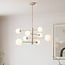 8-light ceiling light Oito - beige with opal white glass, adjustable