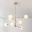 8-light ceiling light Oito - beige with opal white glass, adjustable