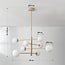8-light ceiling light Oito - beige with opal white glass, adjustable