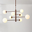 8-light ceiling light Oito - brown with opal white glass, adjustable