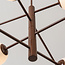 8-light ceiling light Oito - brown with opal white glass, adjustable
