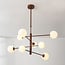 8-light ceiling light Oito - brown with opal white glass, adjustable