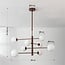 8-light ceiling light Oito - brown with opal white glass, adjustable