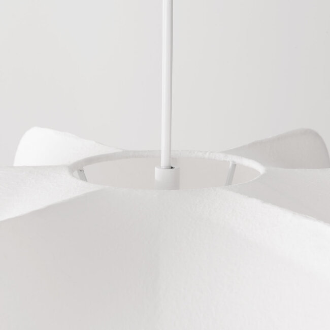 White minimalist pendant light Ame with silk shade