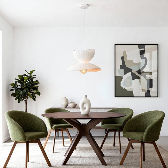 Pendant light Kaze with double fabric shade - white