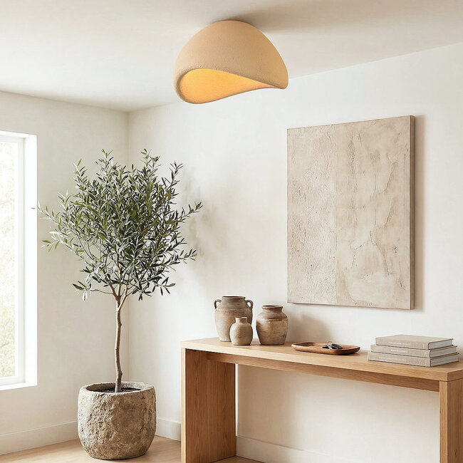 Wabi-Sabi ceiling lamp Concrete Aura 60 cm – light caramel stone effect