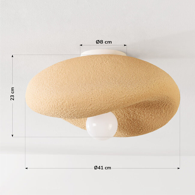 Wabi-Sabi Kawa ceiling lamp with light caramel stone effect – 41 cm