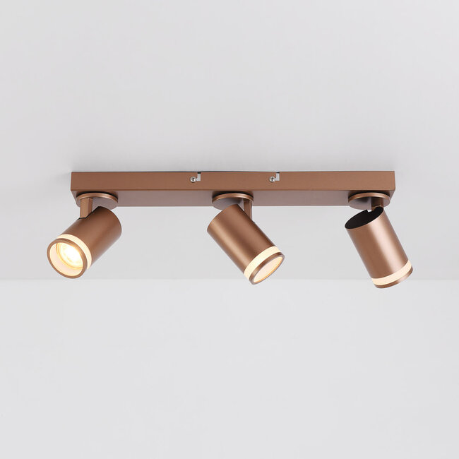 3-light ceiling spotlight Dotto - warm earthy tone, adjustable