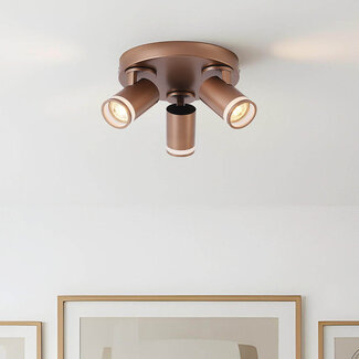 Adjustable ceiling spotlight Focalo in warm earth tone - 3-light