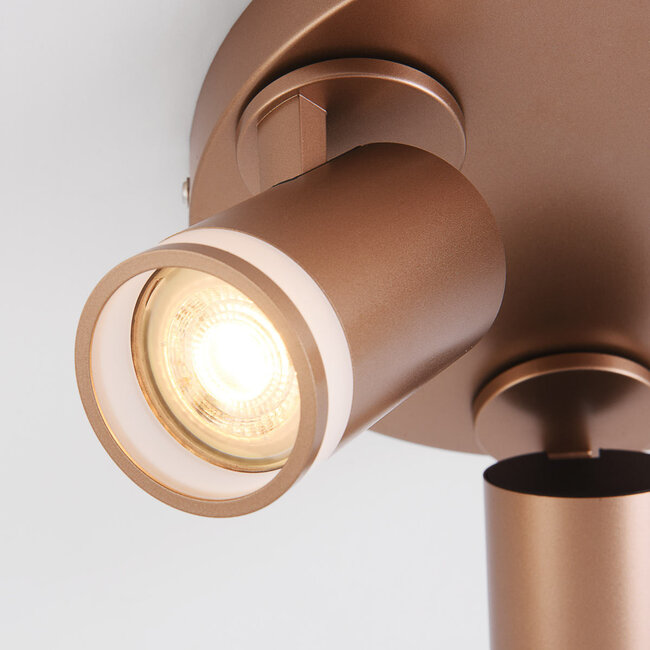 Focalo adjustable ceiling spotlight in warm earth tones - 3-light