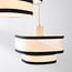 3-light pendant light Luxin with double linen shades - off-white with black accents