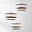 3-light pendant light Luxin with double linen shades - off-white with black accents