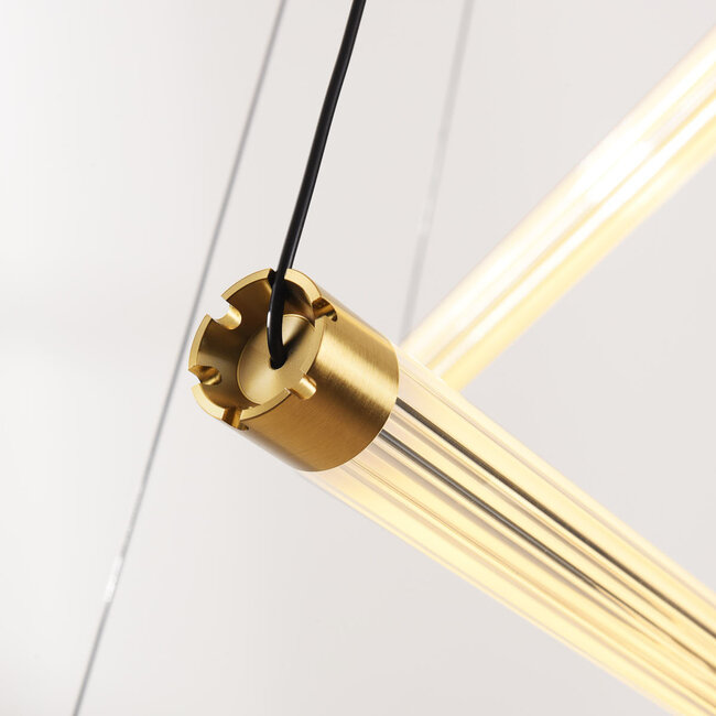 Design pendant light Noqta with 3 light bars in gold brass – triac dimmable