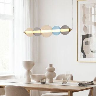 Designer pendant light Movar with LED and coloured glass spheres - triac dimmable