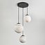 Designer pendant lamp Marbelle 3-light in black with marble-look glass