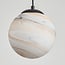 Designer pendant lamp Marbelle 3-light in black with marble-look glass