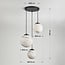 Designer pendant lamp Marbelle 3-light in black with marble-look glass